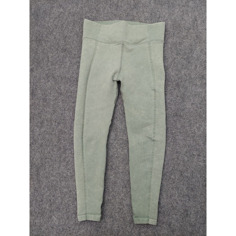 Aerie Offline Leggings Womens Medium Sage Green Textured Ribbed Ankle Athletic